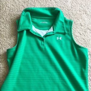 green collared tank top under armour